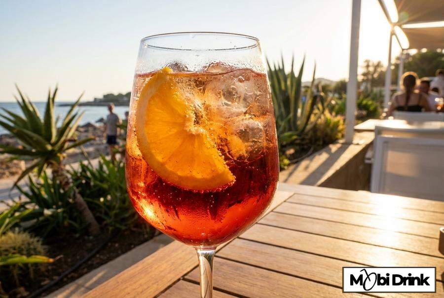 Aperol Orange Spritz w kieliszku z lodem