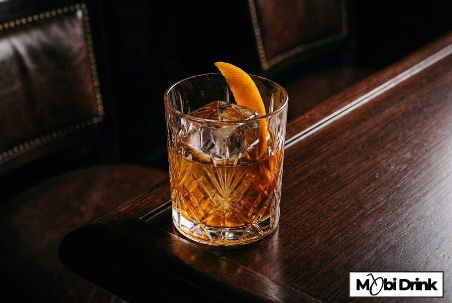Apple Fashioned krótki drink z dużą kostką lodu
