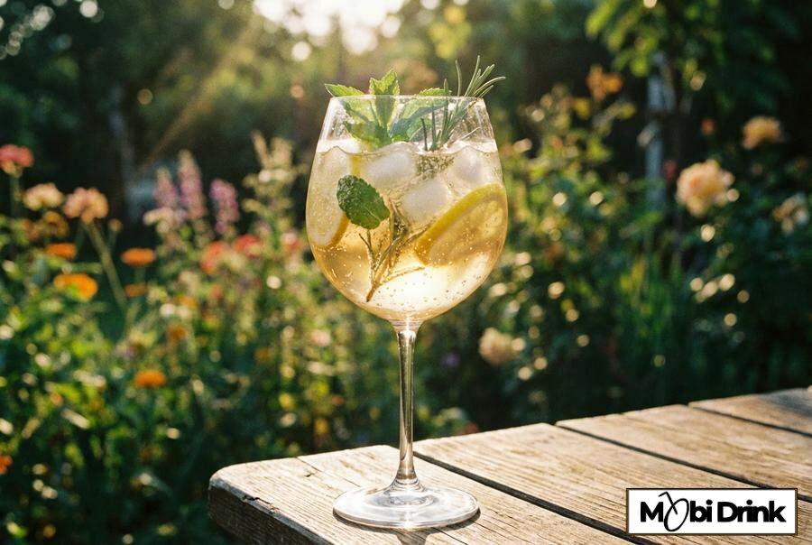 Letni Balkan Spritz w kieliszku z lodem