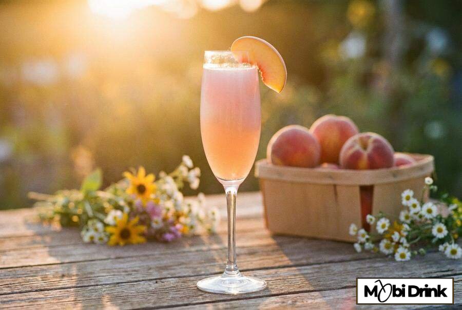 Brzoskwiniowy drink bellini w kieliszku do szampana