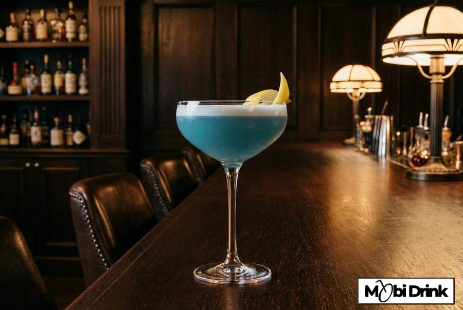 Elegancki drink Blue Lady w kieliszku