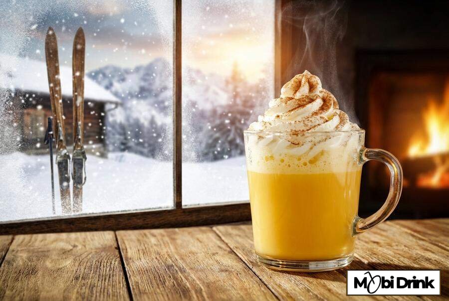 Rozgrzewający drink Bombardino z bitą śmietaną na zimę