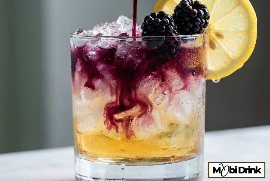 Drink Bramble z likierem jeżynowym i lodem