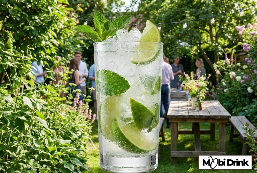 Cachaça Mojito z dużą ilością mięty i lodu
