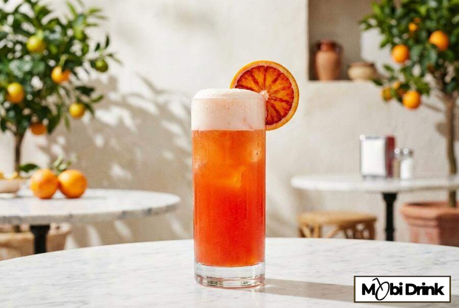 Koktajl Campari Orange z puszystą pianką w szklance