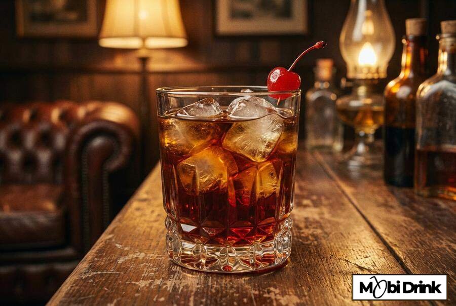 Słodki drink cherry whisky cola z wiśnią