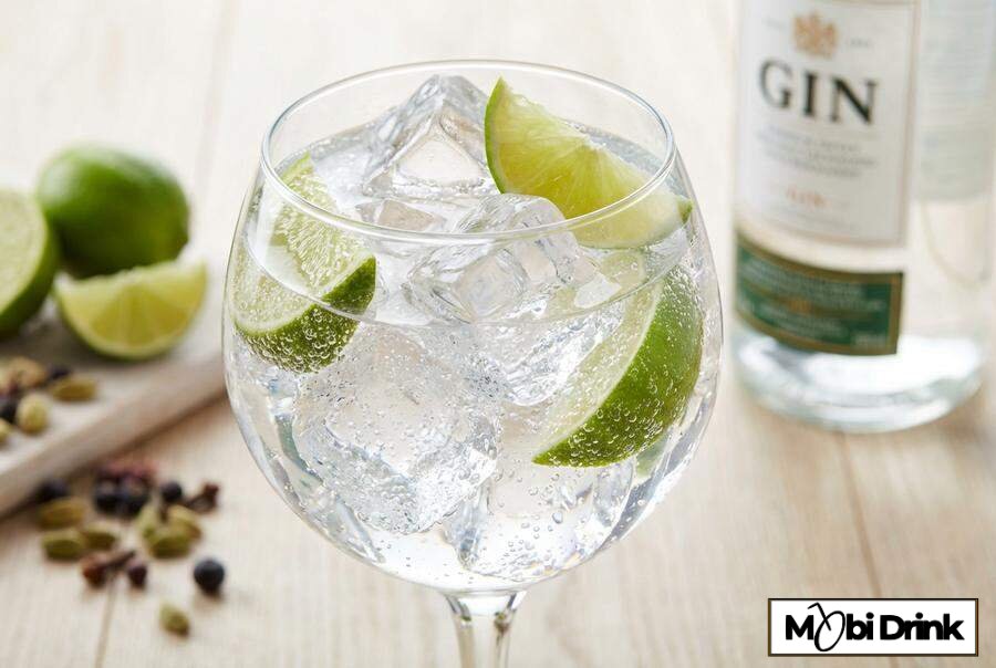 Klasyczny Gin and Tonic z limonką w kieliszku copa