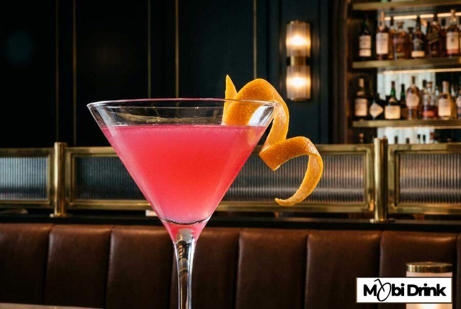 Różowy drink Cosmopolitan w kieliszku do martini