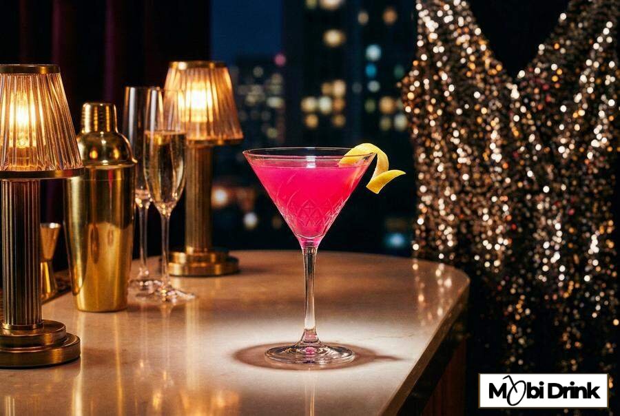 Różowy Cosmopolitan w kieliszku