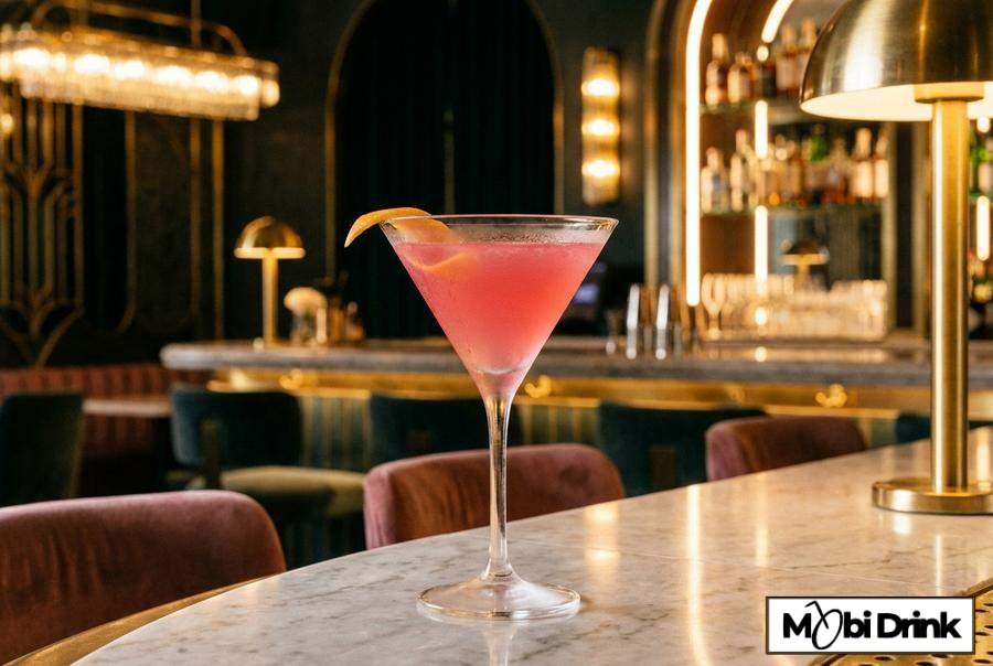 Różowy drink Cosmopolitan w kieliszku