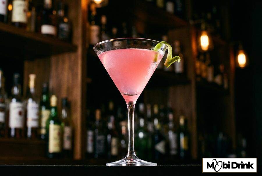 Różowy drink Cosmopolitan w kieliszku martini