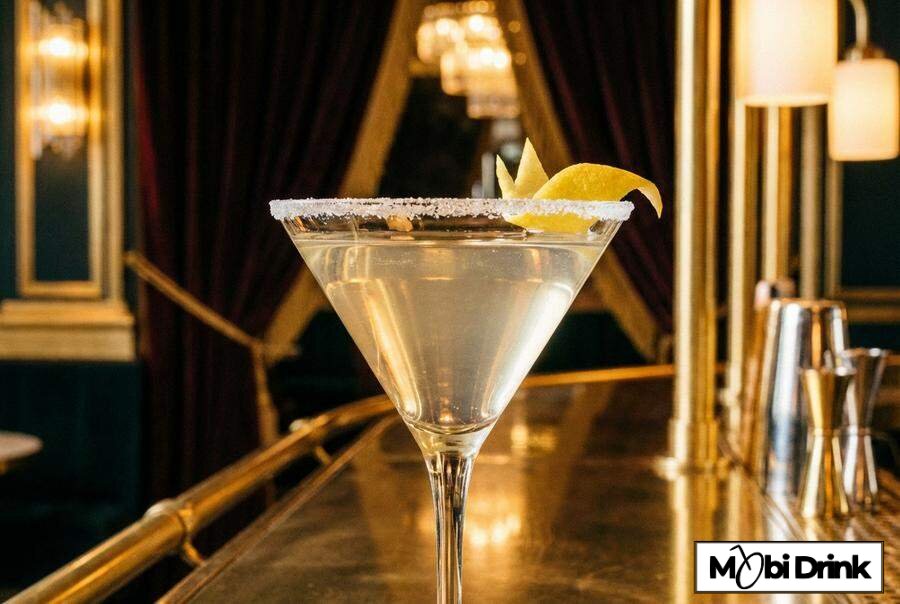 Cytrynowe Martini w kieliszku z cukrem