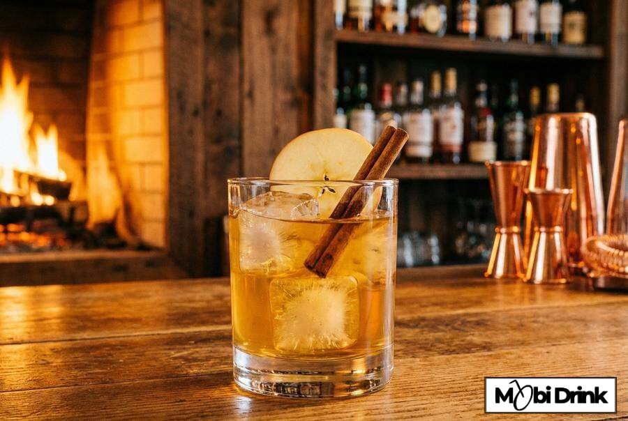 Drink z whisky i cydrem z cynamonem