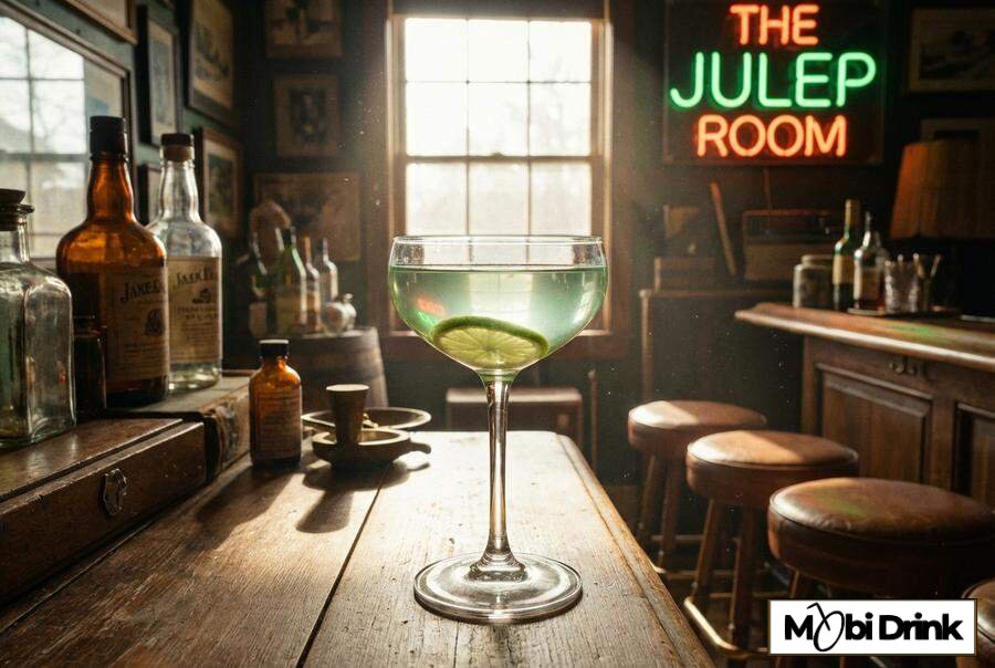 Gin Gimlet z limonką w kieliszku retro