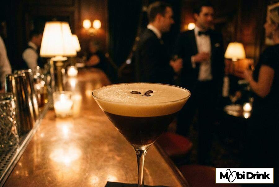 Espresso Martini z dodatkiem likieru sambuca