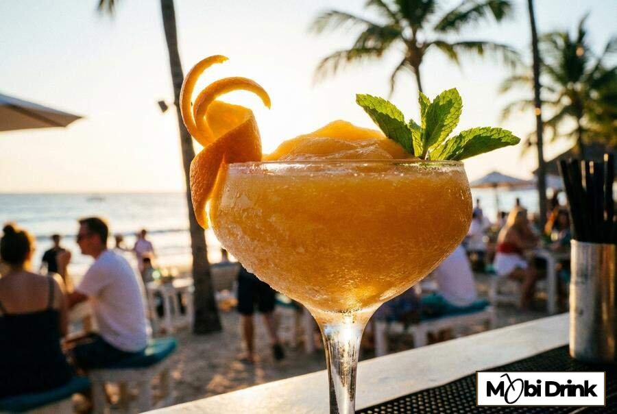 Mrożony Frozen Aperol Spritz w oszronionym kieliszku