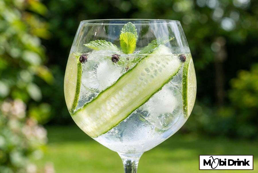 Gin z tonikiem i świeżym zielonym ogórkiem