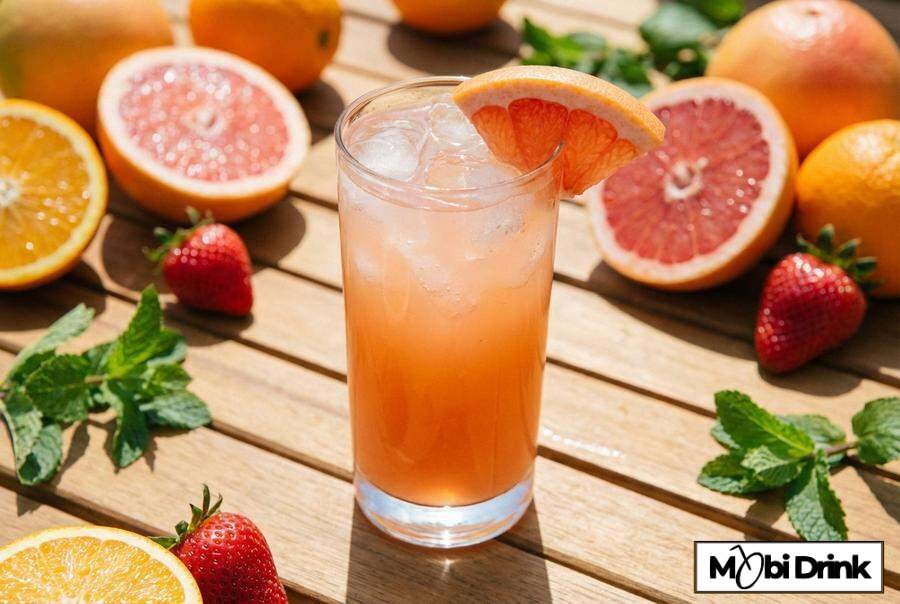 Różowy drink Grepper z sokiem grejpfrutowym i lodem