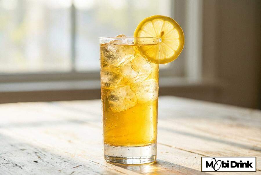 Szklanka z drinkiem Jack Honey Lemonade i cytryną