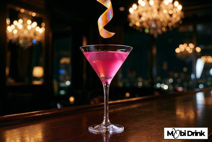 Różowy drink Cosmopolitan w kieliszku do martini