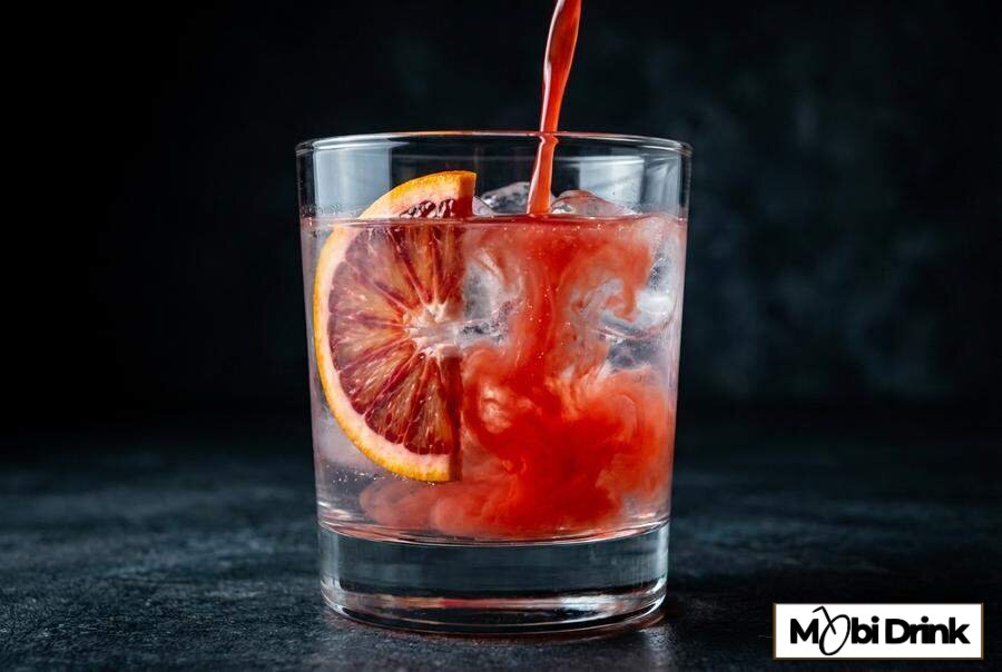 Drink z sokiem z czerwonej pomarańczy i tonikiem