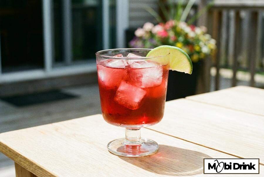 Czerwony drink Malibu Bay Breeze z żurawiną