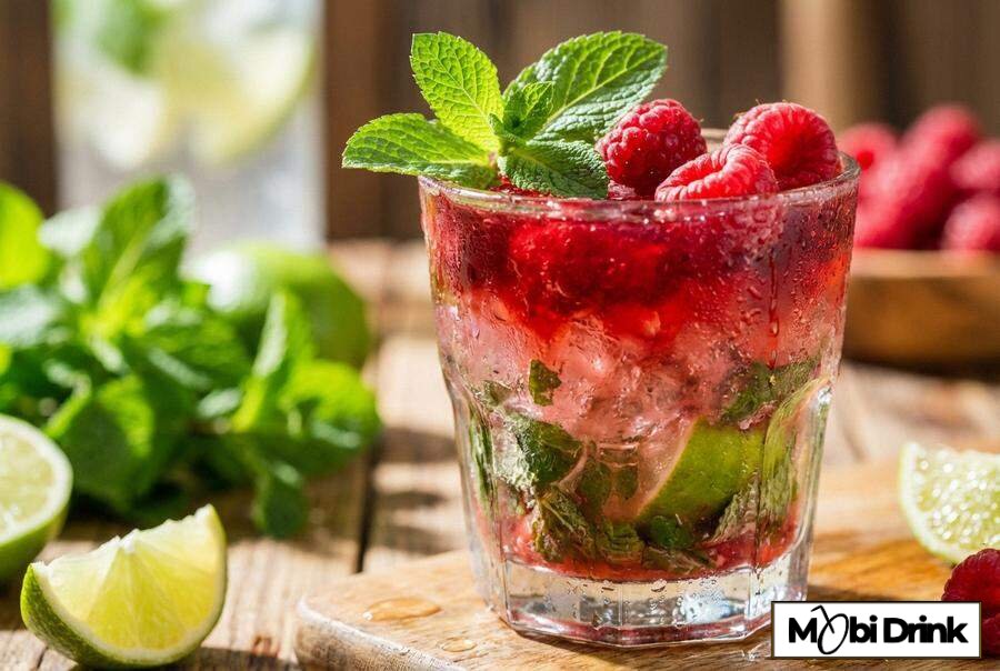 Drink Malinowe Mojito z miętą i kruszonym lodem