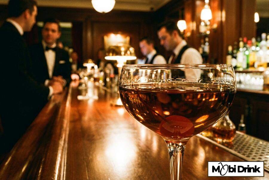 Elegancki drink Manhattan z wisienką koktajlową