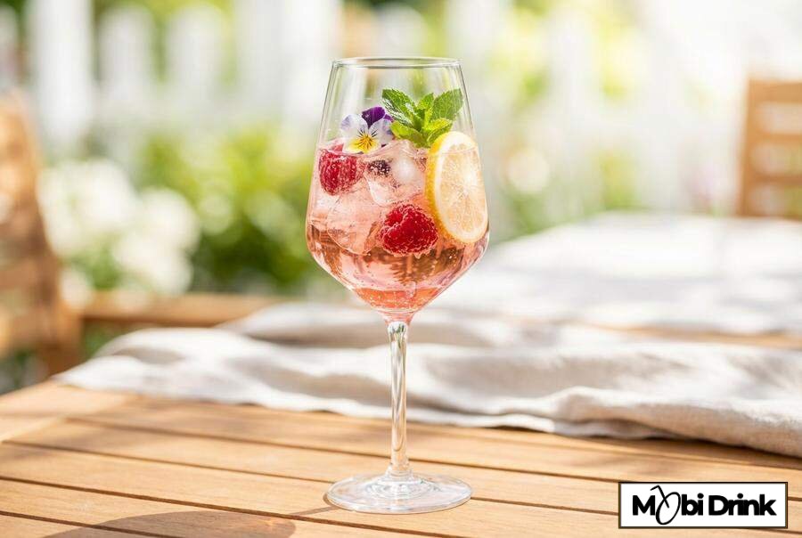 Różowy drink Martini Rosato Spritz z owocami