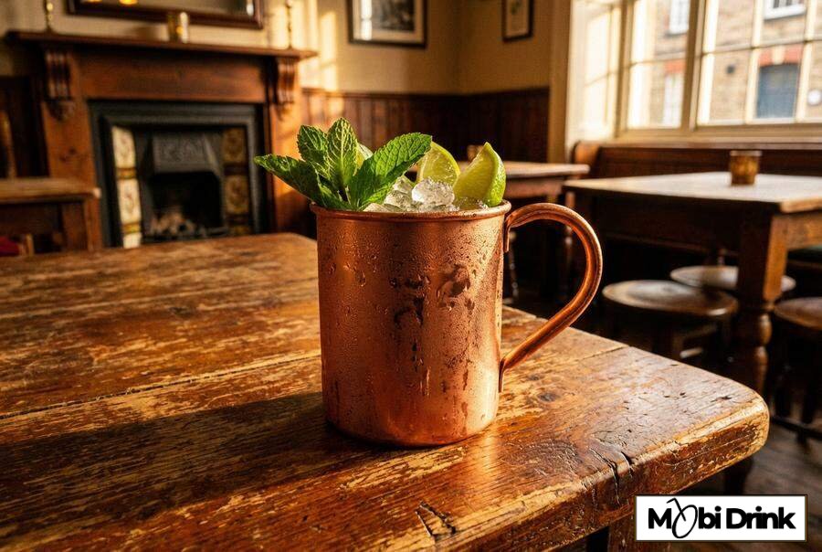 Moscow Mule w miedzianym kubku z miętą