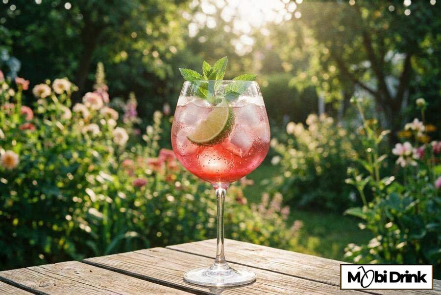 Passoa Spritz w dużym kieliszku z lodem