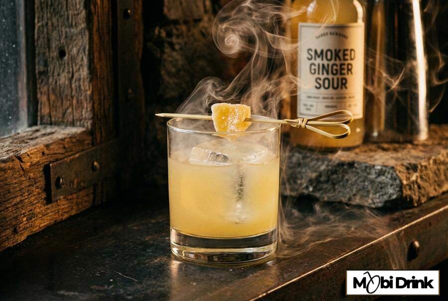 Dymny drink Penicillin z kandyzowanym imbirem