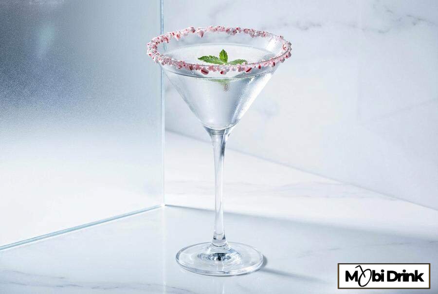 Przeźroczyste martini miętowe z cukrowym brzegiem