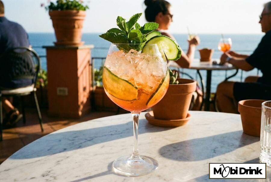 Orzeźwiający Pimm's Spritz w kieliszku do wina