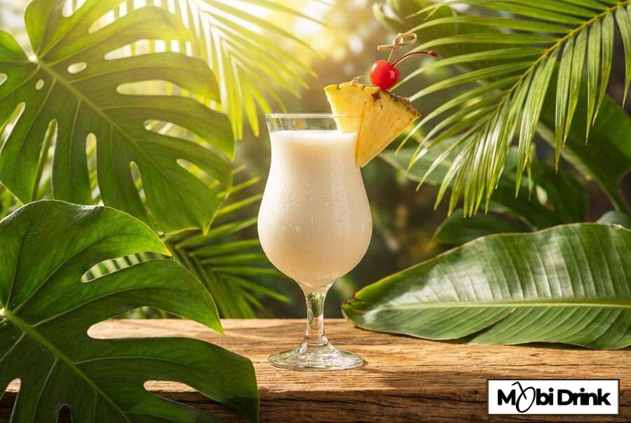 Kremowa Pina Colada z ananasem i wisienką