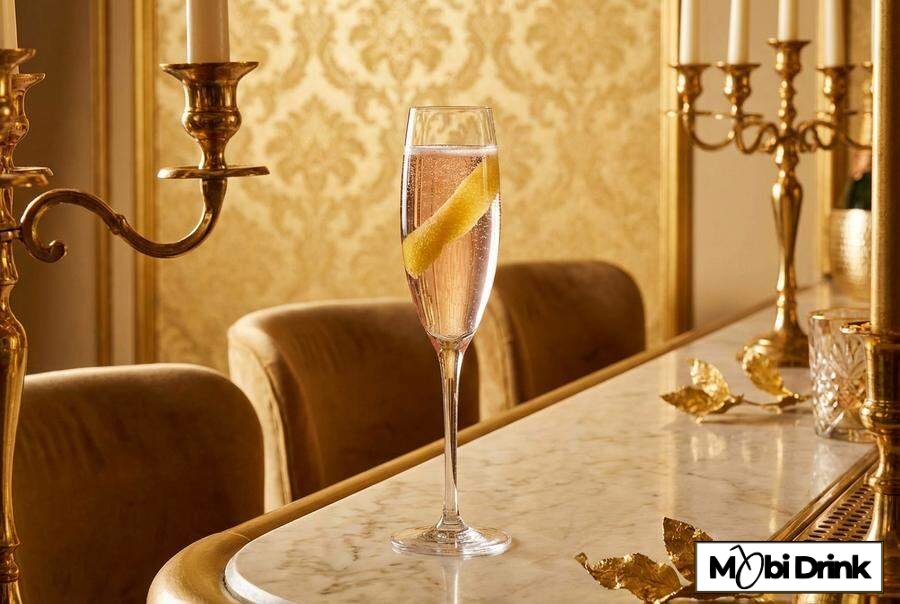 Szampański drink Pink French 75 z różowym ginem