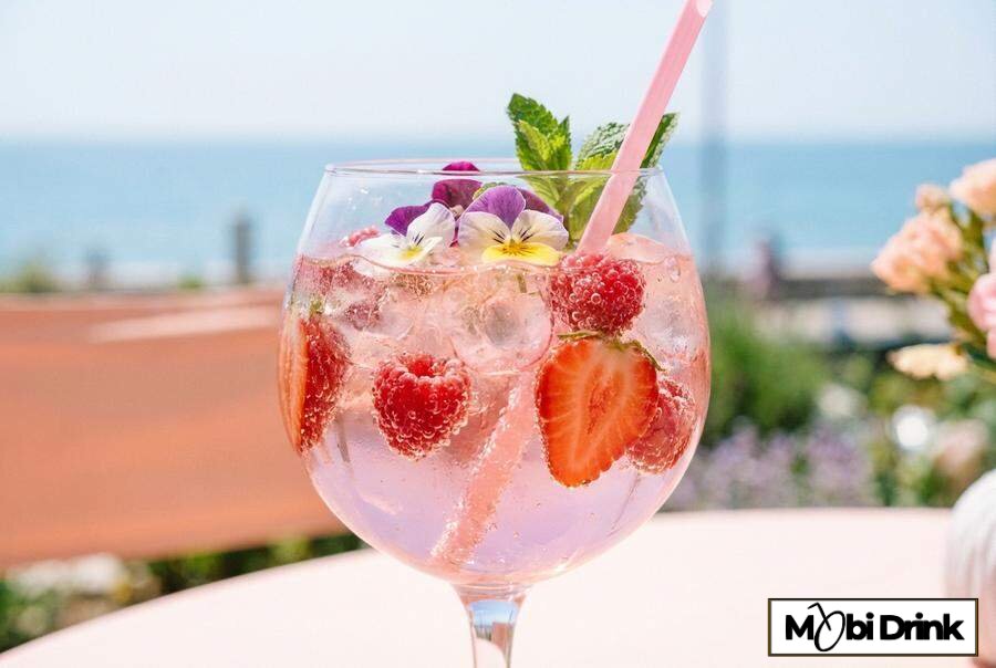 Różowy Pink Gin Spritz z owocami