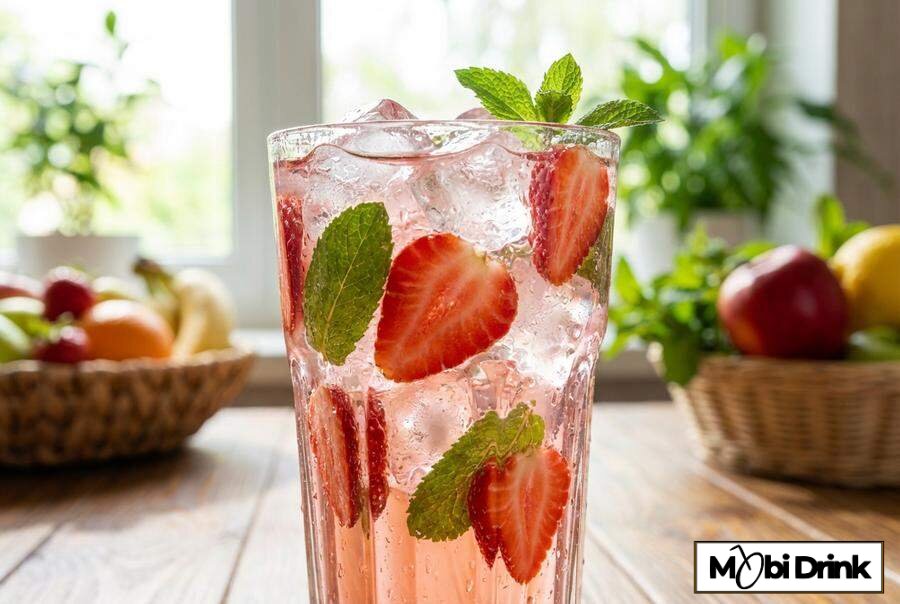 Orzeźwiający drink pink gin z tonikiem i truskawkami