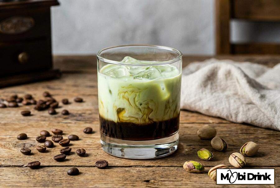 Warstwowy drink Pistachio White Russian z kawą