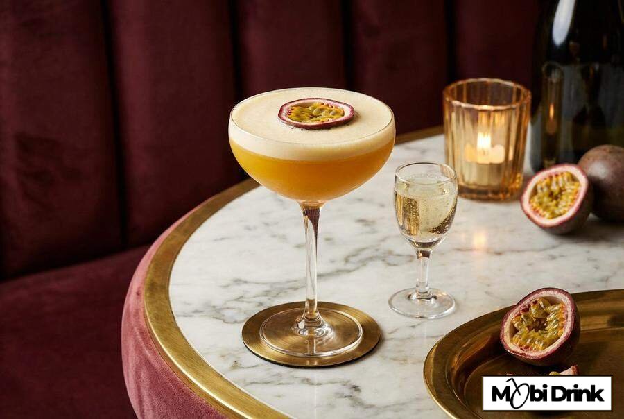 Pornstar Martini z marakują i kieliszkiem prosecco