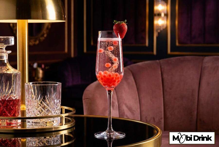 Drink Prosecco Strawberry Boba z truskawkami