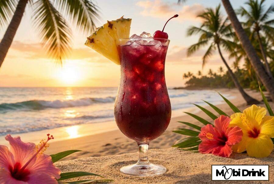 Owocowy drink Rum Runner w szklance hurricane