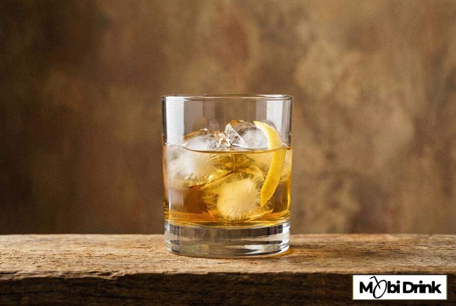 Mocny drink Rusty Nail z twistem cytrynowym