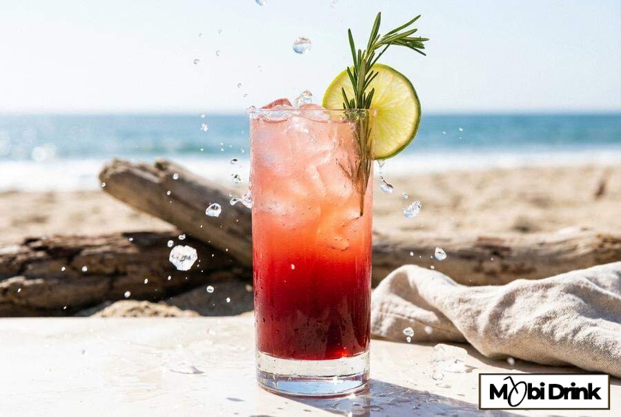 Warstwowy letni drink Sea Breeze z sokiem żurawinowym