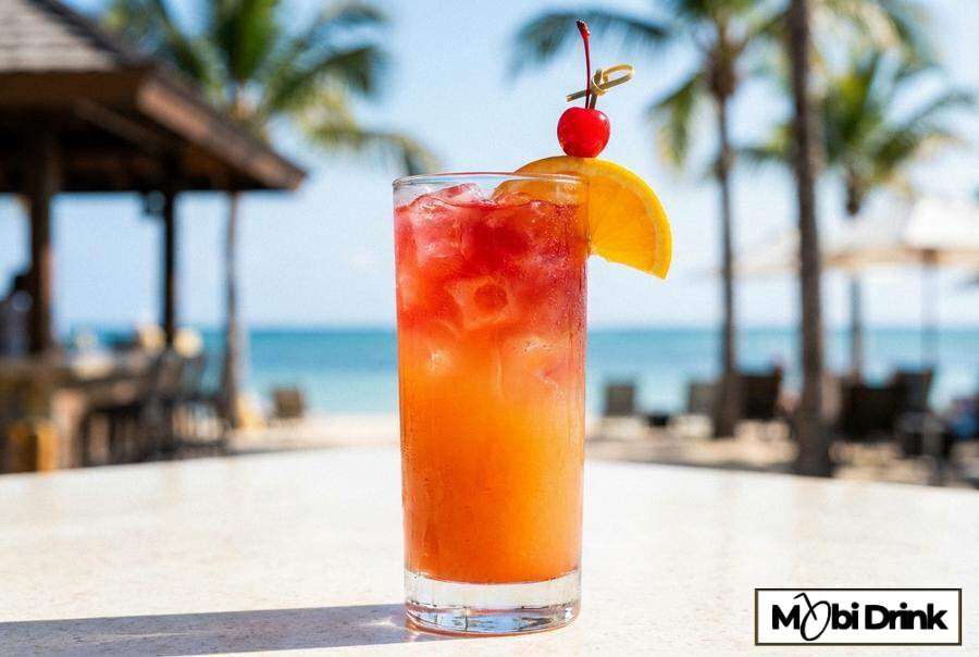 Warstwowy drink owocowy w wysokiej szklance