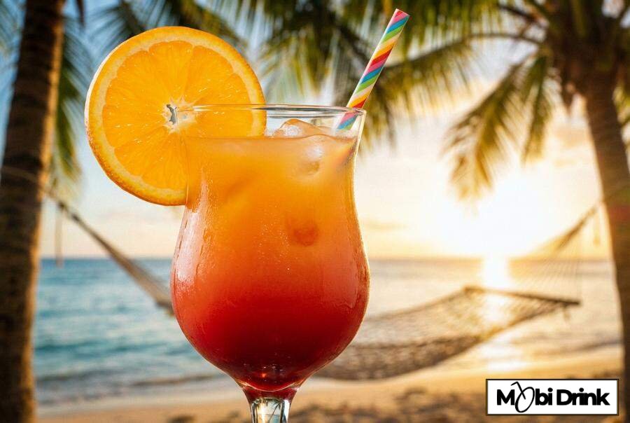Warstwowy drink sex on the beach z pomarańczą