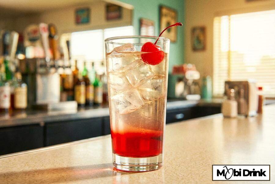 Słodki drink shirley temple z wisienką