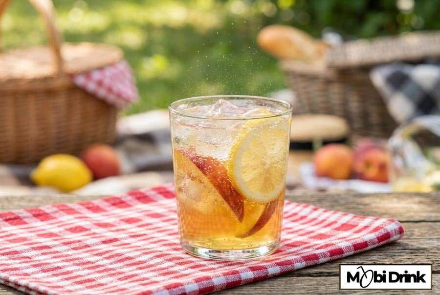 Musująca lemoniada z brzoskwiniowym bourbonem i cytryną