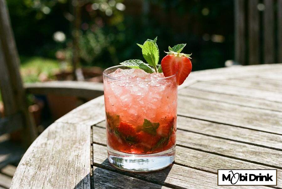 Strawberry Gin Smash z kruszonym lodem