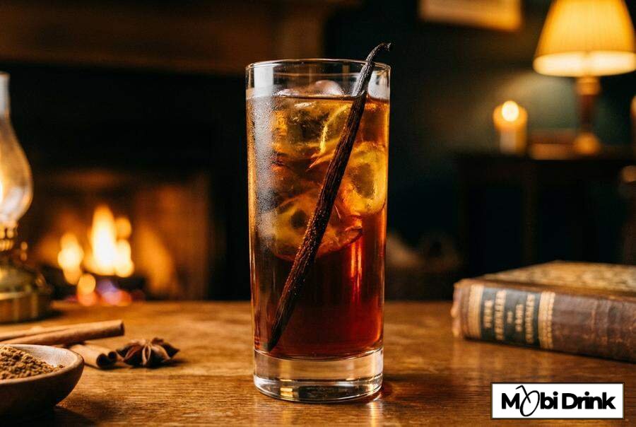 Waniliowa whisky z colą w wysokiej szklance